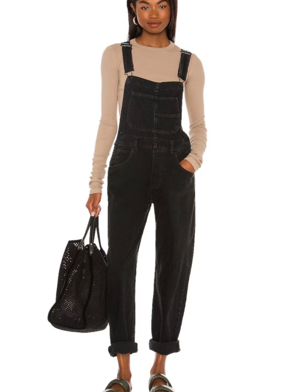 Free People x We The Free Ziggy Denim Overall in Mineral Black